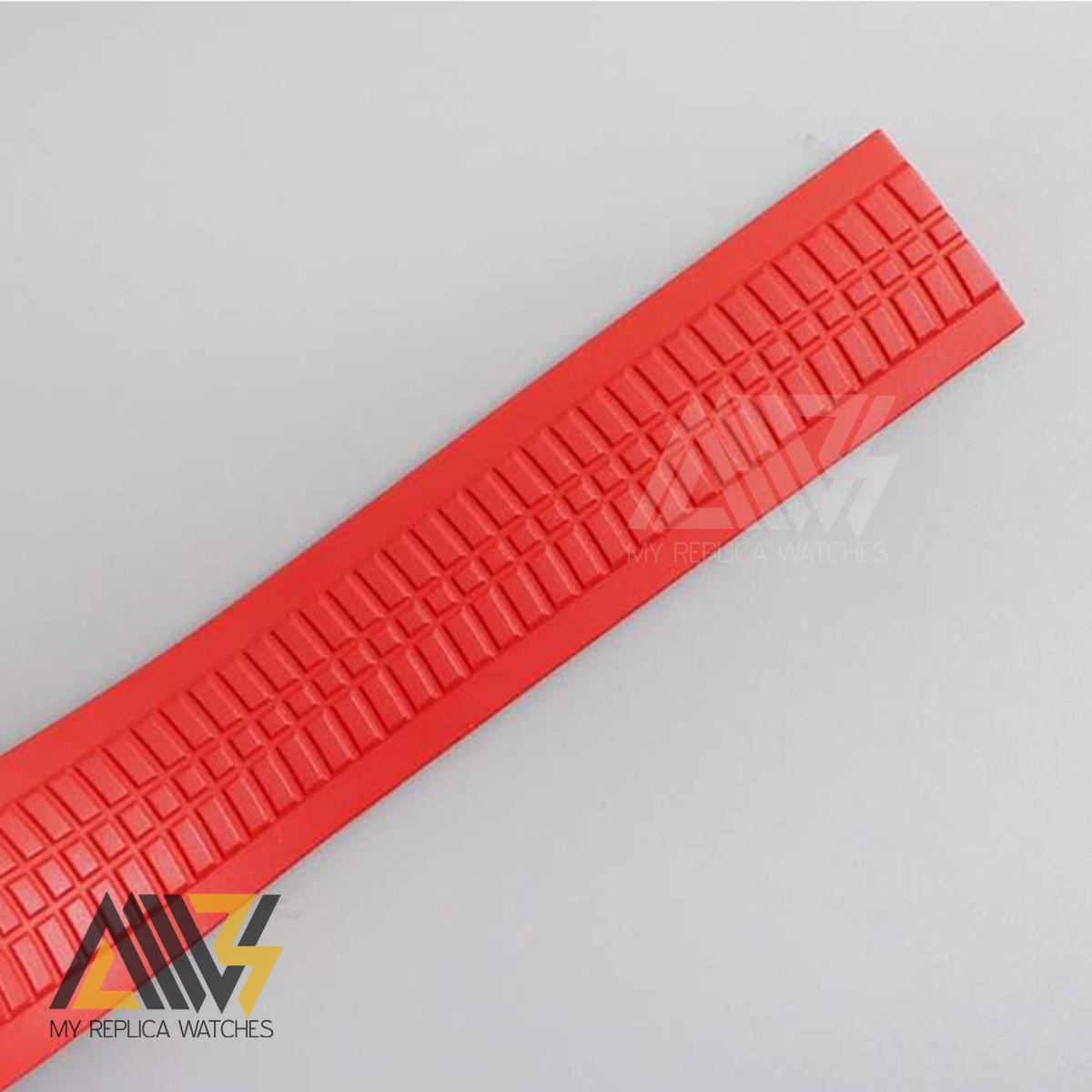 Aquanaut Jumbo 5167A-012 Singapore Edition Stainless Steel Case ZF 1:1 Best Edition Red Second Hand on Red Rubber Strap 324CS Clone (Correct Thickness)